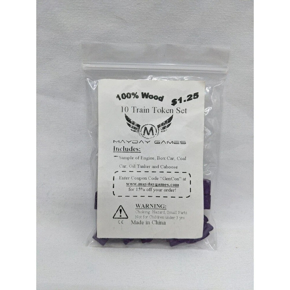 Mayday Games Purple Wood 10 Train Token Set